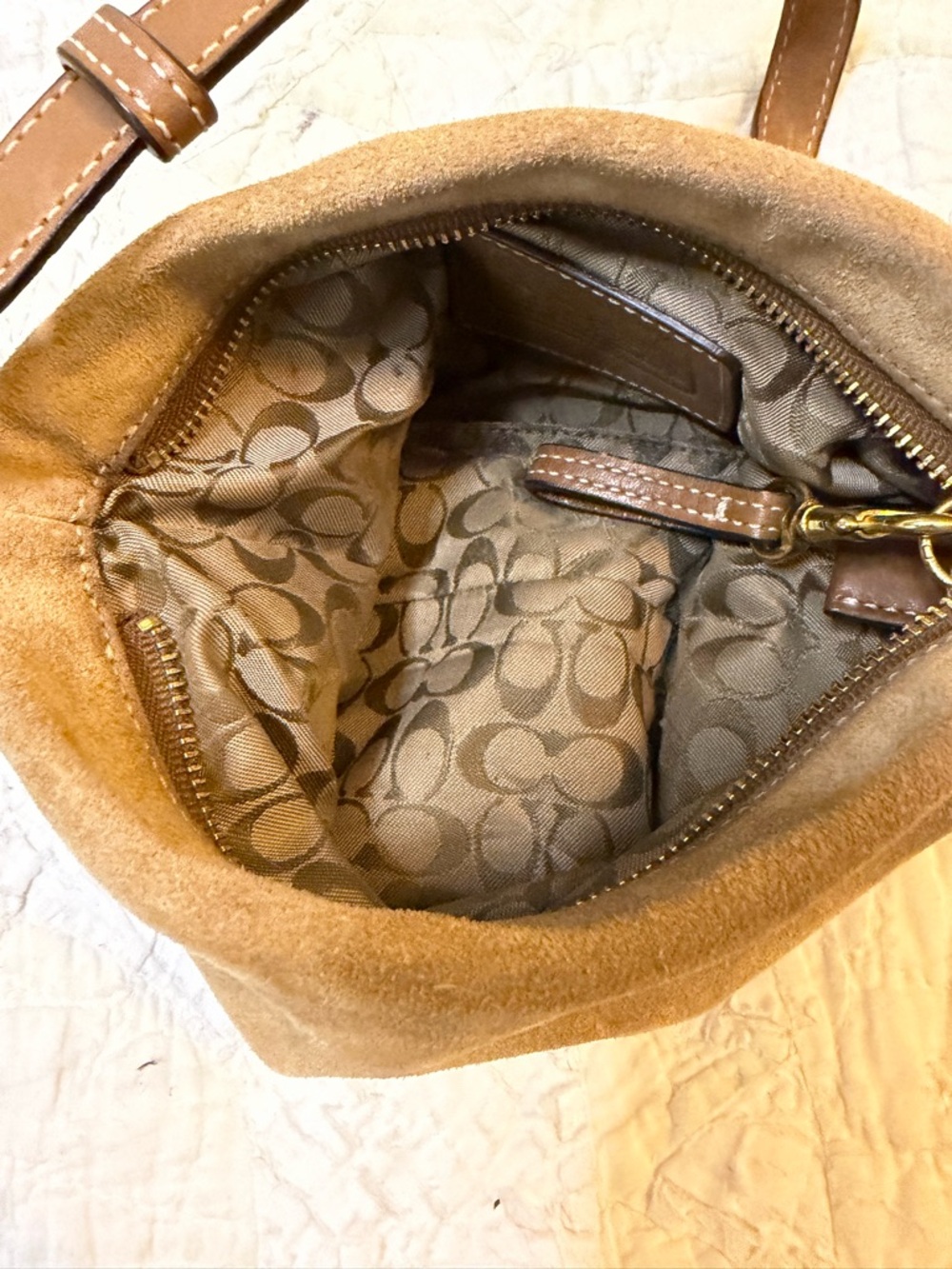 Vintage Coach Legacy Mini Tan Suede Shoulder Bag Handbag Y2K - Picture 11 of 16